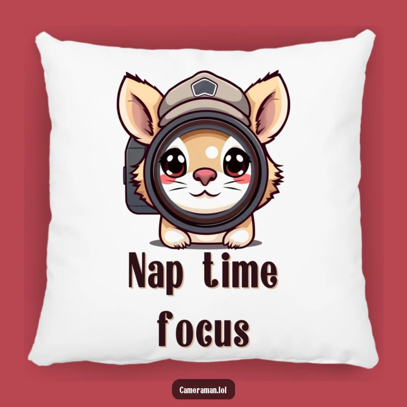 Funny Determined Photographer Pillow - Cozy Focus Cushion, Peaked Cap Decor Gift