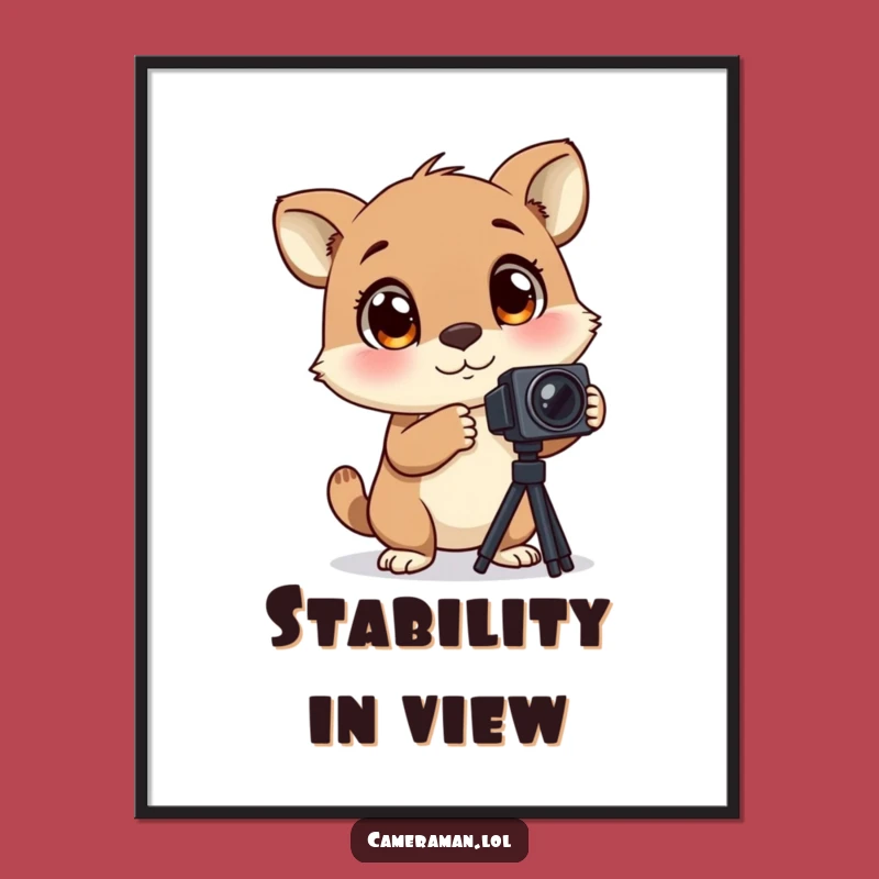 Funny Excited Animal Digital Print - Blinking Photographer Art, Tripod Decor Gift