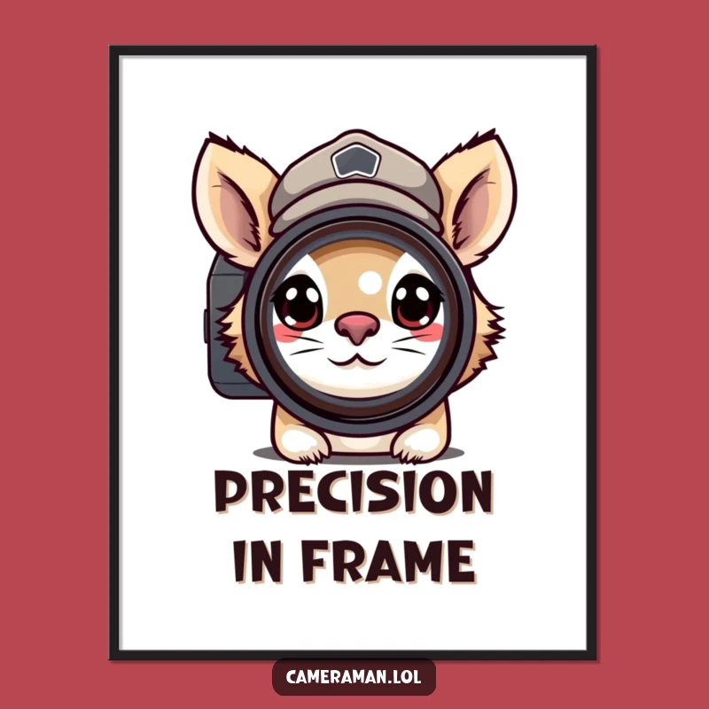 Funny Determined Photographer Poster - Focused Art, Peaked Cap Decor Gift