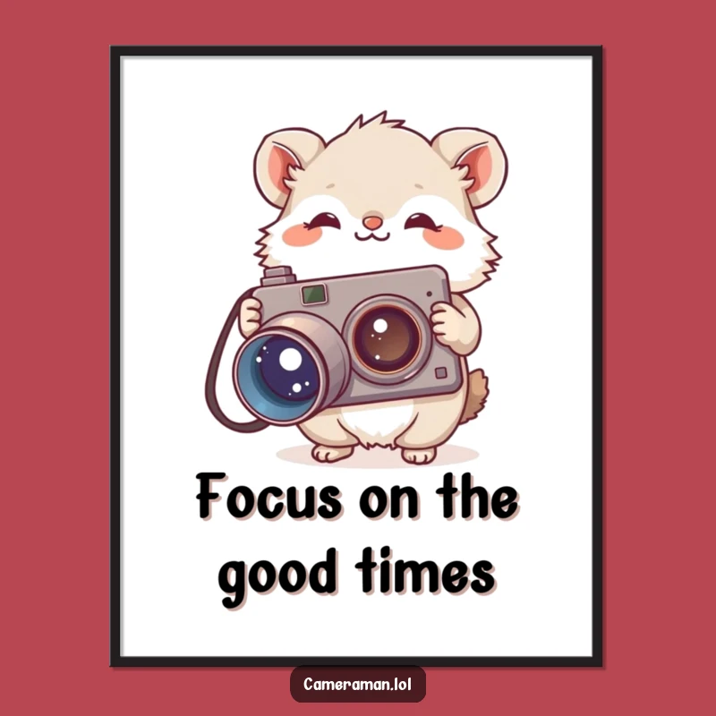 Free Printable Wall Art: Funny Fluffy Animal Photographer Vintage Camera - Downloadable