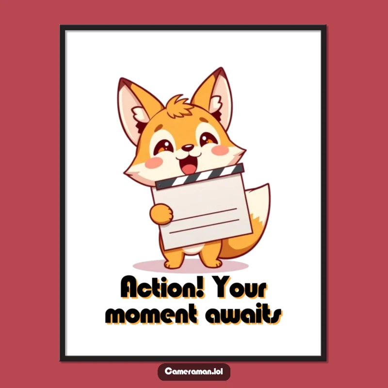 Funny Free Printable Wall Art: Energetic Fox Maker's Film Scene Downloadable Decor