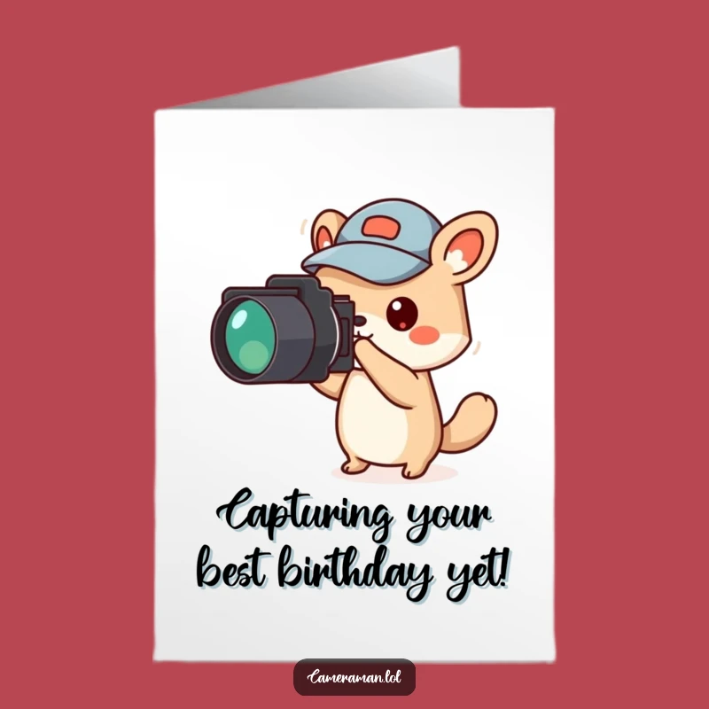Free Printable Birthday Card: Curious Animal Photographer Funny Downloadable Gift