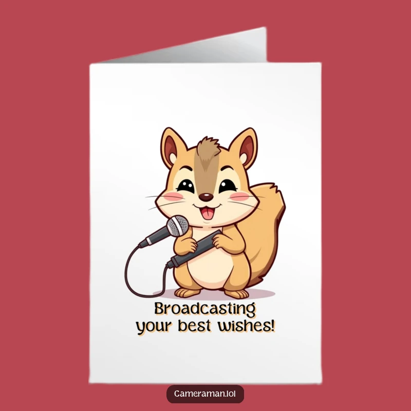 Free Printable Birthday Card: Squirrel Reporter's Party News Funny Downloadable Gift