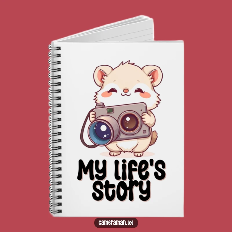 Funny Fluffy Animal Notebook - Curious Photographer Journal, Vintage Camera Diary Gift