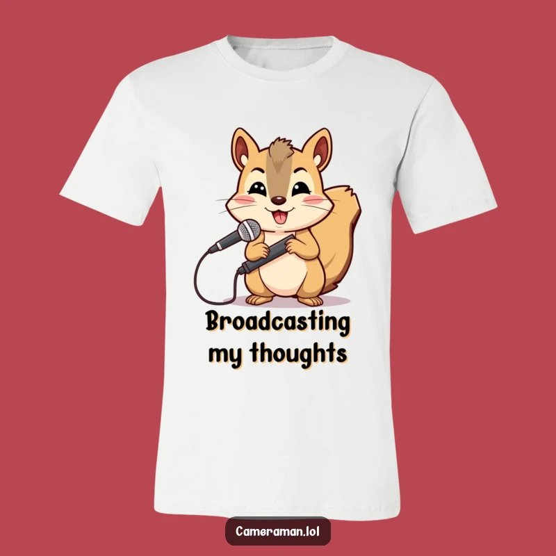 Funny Squirrel Reporter T-Shirt: Cheerful Boom Operator for Hilarious Audio Gifts