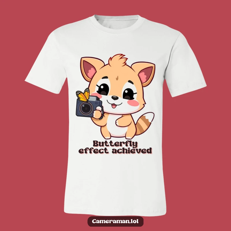 Funny Playful Animal T-Shirt - Butterfly Photography, Happy Hunter Tee, Great Gift