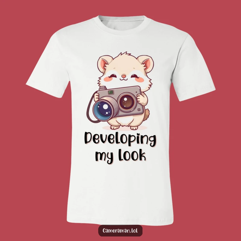 Funny Fluffy Animal T-Shirt - Curious Photographer, Vintage Camera Tee, Great Gift