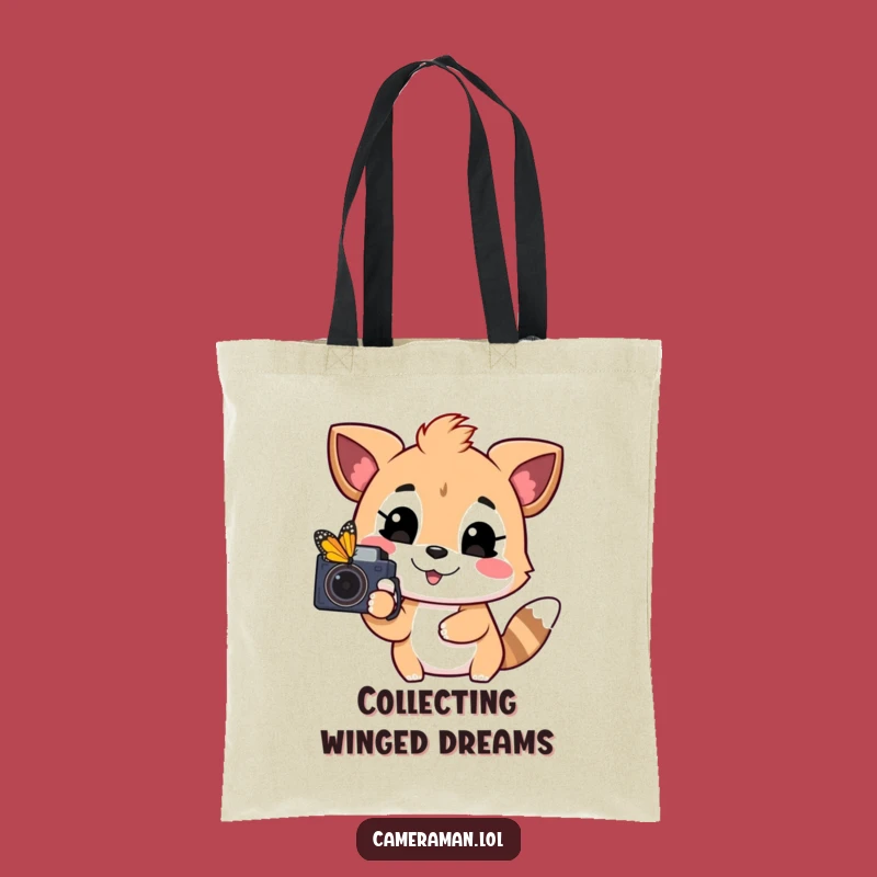 Funny Playful Animal Tote Bag - Butterfly Hunter, Happy Photographer Carry-All Gift