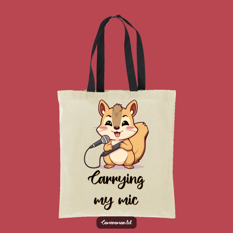 Funny Squirrel Reporter Tote Bag: Cheerful Boom Operator for Hilarious Audio Gear Bag