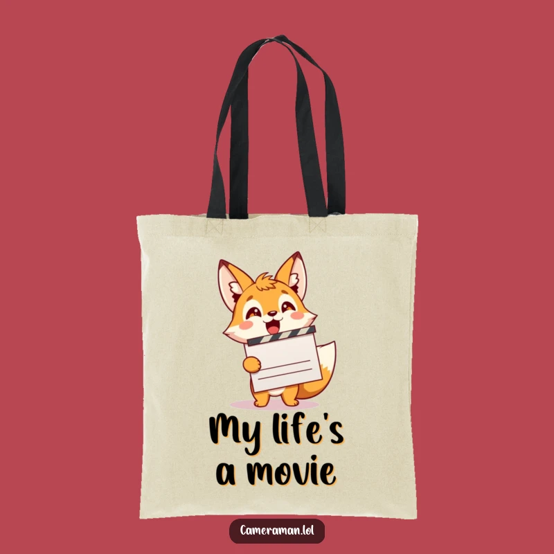 Funny Fox Filmmaker Tote Bag: Energetic Sprite Clapping for a Stylish Movie Goer Gift